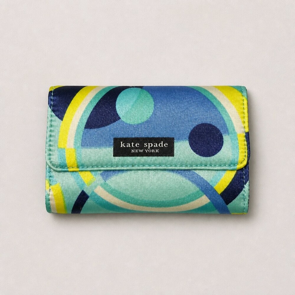 kate spade new york multicolor fabric wallet with zip pocket and card slots